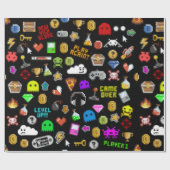 Gamerretro Pixel Video Gaming Icons Cadeaupapier (Vlak)