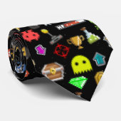 Gamerretro Pixel Video Gaming Icons Stropdas (Opgerold)