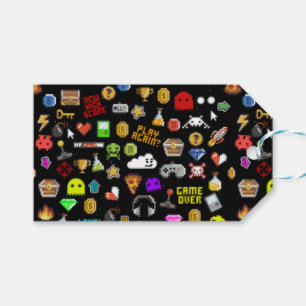 Gamerretro Pixel Video Gaming Icons Wrapping Pape Cadeaulabel