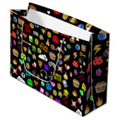 Gamerretro Pixel Video Gaming Icons Wrapping Pape Groot Cadeauzakje (Voorkant Gekanteld)