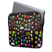 Gamerretro Pixel Video Gaming Icons Wrapping Pape Laptop Sleeve (Voorkant Links)