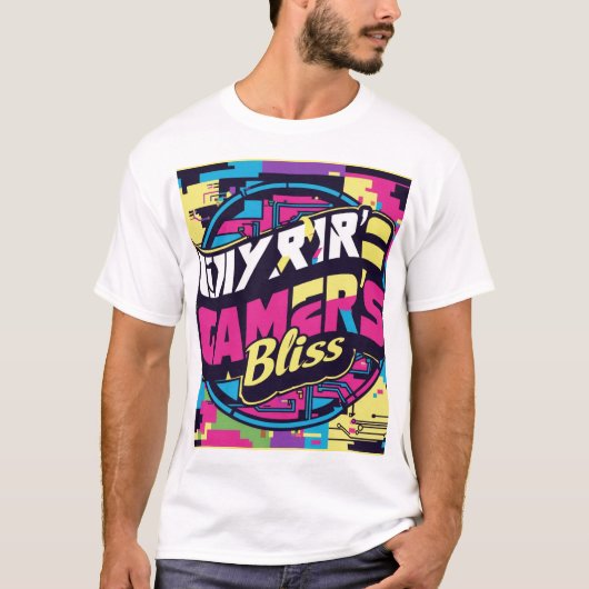 Gamer's Bliss T-Shirt Design (Zazzle) Verhoog je n (Voorkant)
