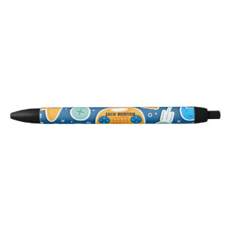 Gamers Blue Video Game Patroon op maat Zwarte Inkt Pen
