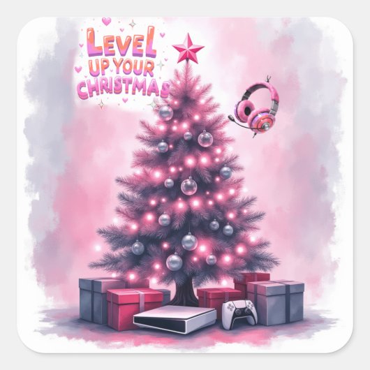 Gamers Christmas Vierkante Sticker (Voorkant)