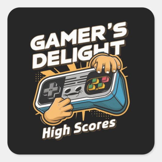 Gamer's Delight Vierkante Sticker (Voorkant)