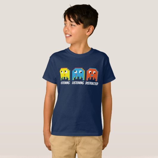 Gamers die luisteren naar afgeleid kinder t-shirt (Voorkant volledig)