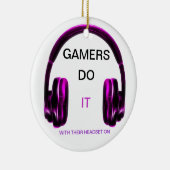 Gamers doen het... Met hun headset aan! -ROZE Keramisch Ornament (Rechts)