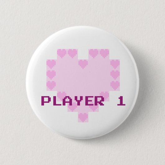 Gamers in liefde - Speler 1 Ronde Button 5,7 Cm (Voorkant)