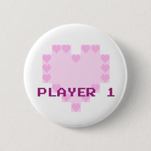 Gamers in liefde - Speler 1 Ronde Button 5,7 Cm