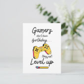 Gamers Level Up Birthday Card Design Briefkaart (Staand voorkant)