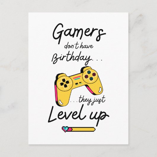 Gamers Level Up Birthday Card Design Briefkaart (Voorkant)