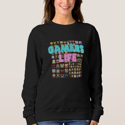 Gamers Life Sprites Pixel Gamer Video Gaming Trui (Voorkant)