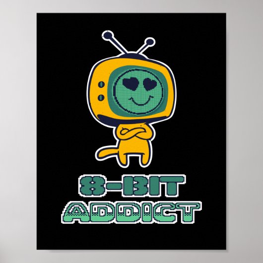 Gamers met 8 bits Addicate Retro Gaming Poster (Voorkant)