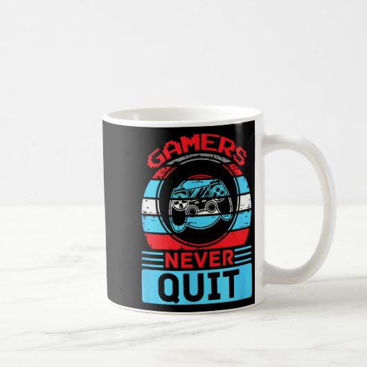 Gamers Never Quit Funny Gaming Quotes Gift For Rpg Koffiemok (Rechts)