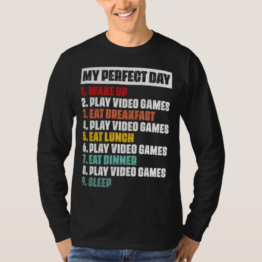 Gamer's perfecte dag basishoes met lange mouwen t-shirt (Voorkant)