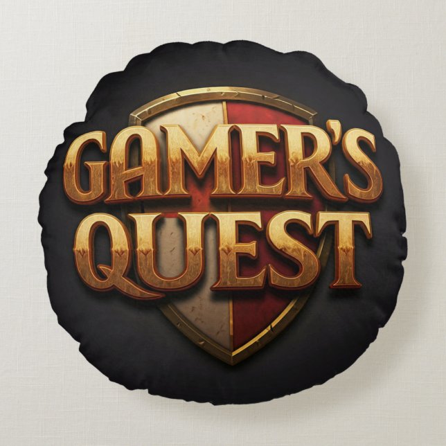 Gamer's Quest Rond Kussen (Voorkant)