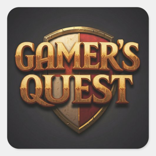 Gamer's Quest Vierkante Sticker (Voorkant)