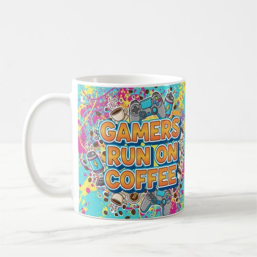 Gamers Run On Coffee – Funny Coffee Mok voor gamer (Links)