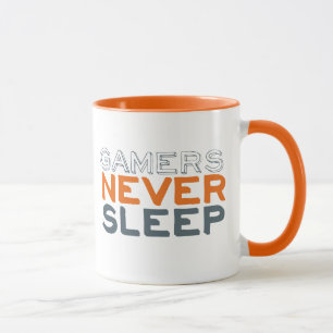 Gamers slapen nooit grappig Mug Oranje Ringer Mok