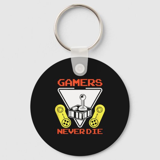 Gamers Sterven Nooit Funny Gaming Quotes Geweldig  Sleutelhanger (Voorkant)