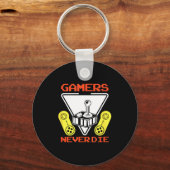 Gamers Sterven Nooit Funny Gaming Quotes Geweldig  Sleutelhanger (Voorkant)