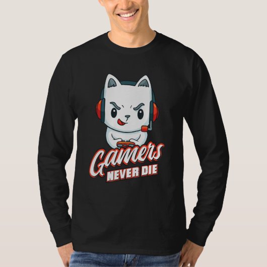 Gamers Sterven Nooit Online Gamen Computer Videog T-shirt (Voorkant)