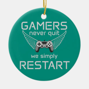 Gamers stoppen nooit Retro citaat Keramisch Ornament