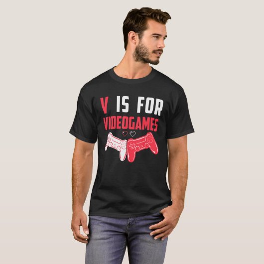 Gamers   V Is For Videogames Valentine's Day Boys T-shirt (Voorkant volledig)