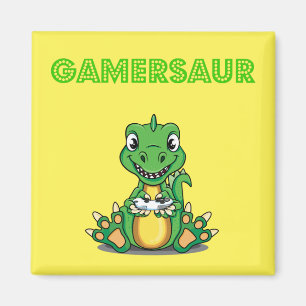 Gamersaur Schattigee videogamer T-shirt/dinosaurus Magneet