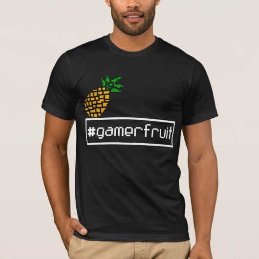 GamerVruchten Mannen T-shirt met Pixel (donker) (Voorkant)