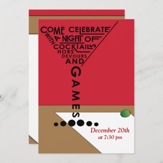 Games en Cocktails Kaart (Voorkant / Achterkant)