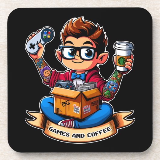 Games en koffie geek bier onderzetter (Voorkant)