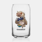 GAMES! Gamer Sloth Eten Nachos in Onderbroek Blikvorm Glas (Achterkant)