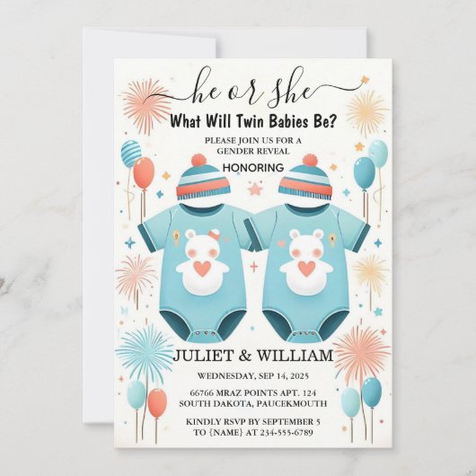 Games Oh Baby Joint Dual Two Twin Gender Onthullen Kaart (Voorkant)