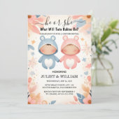 Games Oh Baby Joint Dual Two Twin Gender Reveal Kaart (Staand voorkant)