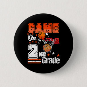 Games op 2e klas basketbal terug naar school tweed ronde button 5,7 cm