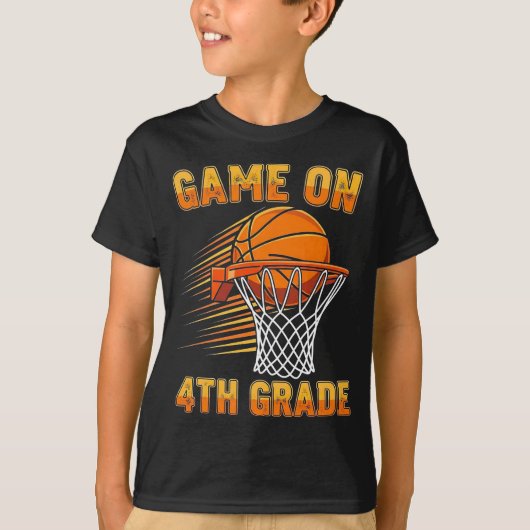 Games op 4e klas basketbal eerste dag van school t-shirt (Voorkant)