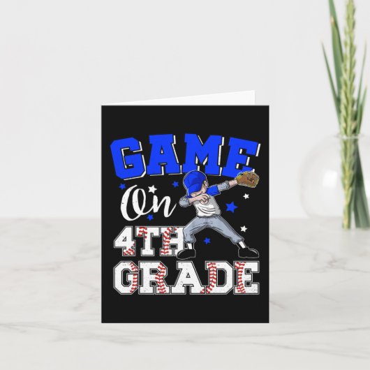 Games op 4e klas jongen dabbing eerste dag van sch kaart (Voorkant)