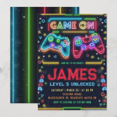 Games op gloed 5e Verjaardag Party Uitnodiging (Voorkant / Achterkant)