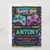 Games op gloed 8e verjaardag Party uitnodiging (Voorkant)