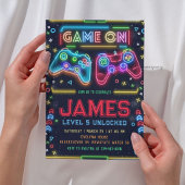Games op glow 5e verjaardagsfeestje uitnodiging