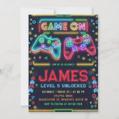 Games op glow 5e verjaardagsfeestje uitnodiging (Voorkant)