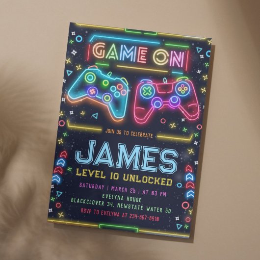 Games op Glow Verjaardagsfeestuitnodiging Kaart