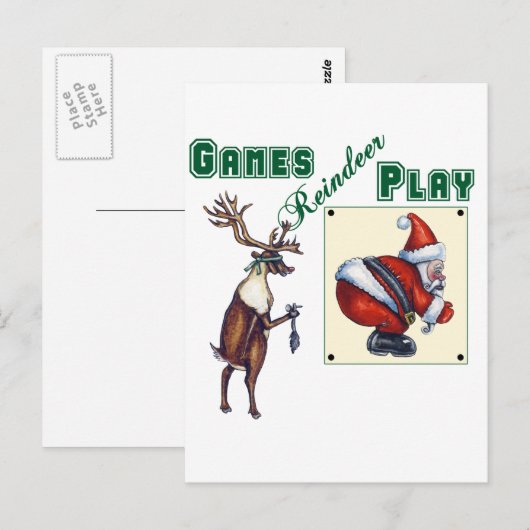 Games Reindeer Play Briefkaart (Voorkant / Achterkant)