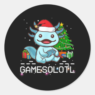 Gamesalotl Cute Axolotl Pajamas Kerstmis Kinderen Ronde Sticker