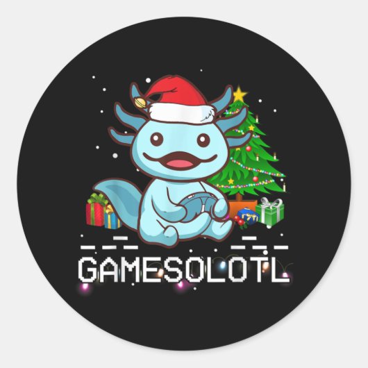 Gamesalotl Cute Axolotl Pajamas Kerstmis Kinderen Ronde Sticker (Voorkant)