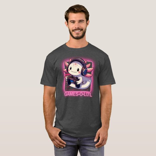 Gamesalotl Videogames Schattige Kawaii Axolotl Gam T-shirt (Voorkant volledig)