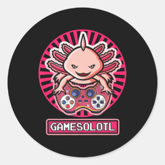 Gamesolotl Axolotl Cute Kawaii Anime Gaming Kinder Ronde Sticker