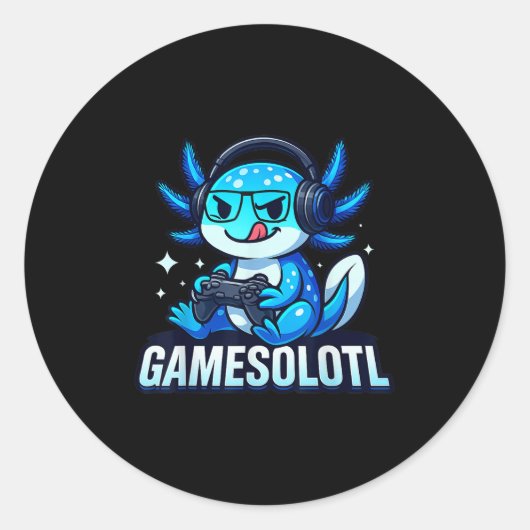 Gamesolotl Axolotl Fish Gamer Gaming Anime Video G Ronde Sticker (Voorkant)