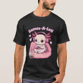 Gamesolotl Axolotl Roze Videogames Schattige Kawai T-shirt (Voorkant)